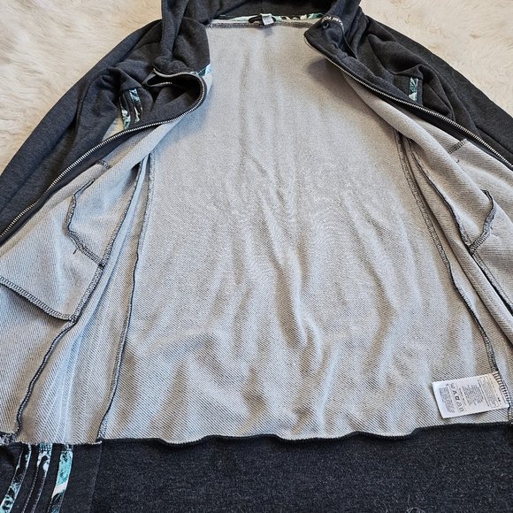 Adidas Neo Women's Grey/White/Aqua Stripped Trim Full Zip Hoodie Long Jacket S - Picture 9 of 10